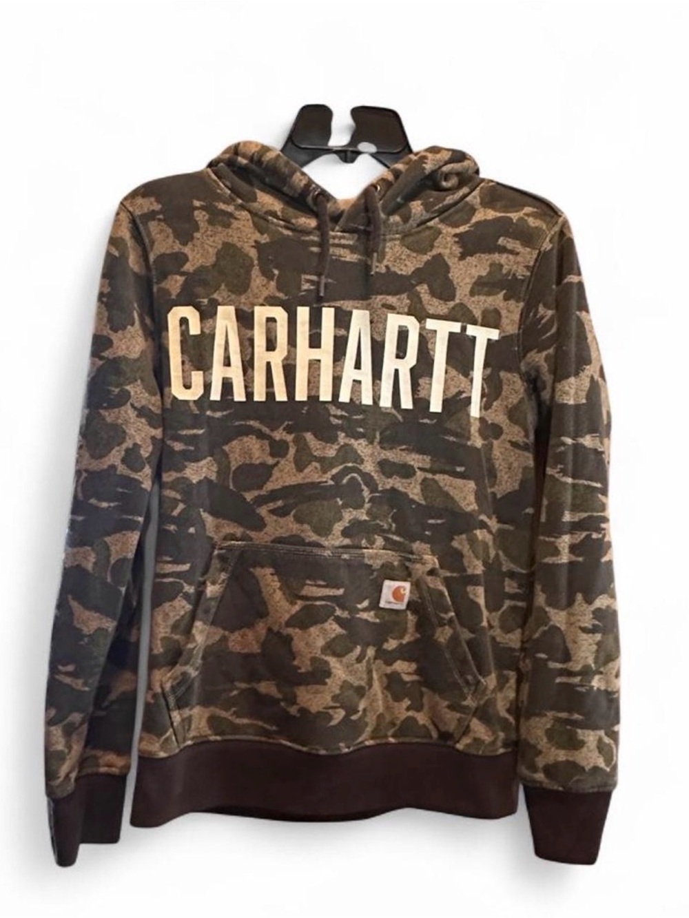 Carhartt Camo Hoodie XS 0/2 Relaxed Fit Graphic Pullover Sweatshirt Hoodie